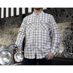 Dixxon Flannel Co. Chaplin Men's Size L Black and White Plaid Snap Button up.